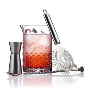 Libbey Carats Cocktail Bar Set, 4 Piece Mixing Glass Set with Stirring Glass and More, Mixology Bartender Kit for Cocktail Enthusiasts