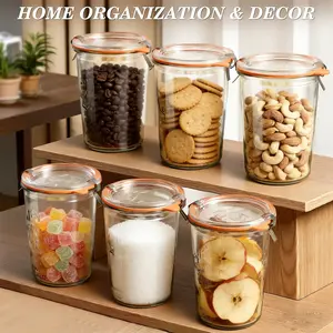 Aesthetic Airtight Retro Double-Sealed Glass Storage Jars, Stackable Leak-Proof Containers for Jam, Grains, Coffee | Home Organizer Bottles,summervibes
