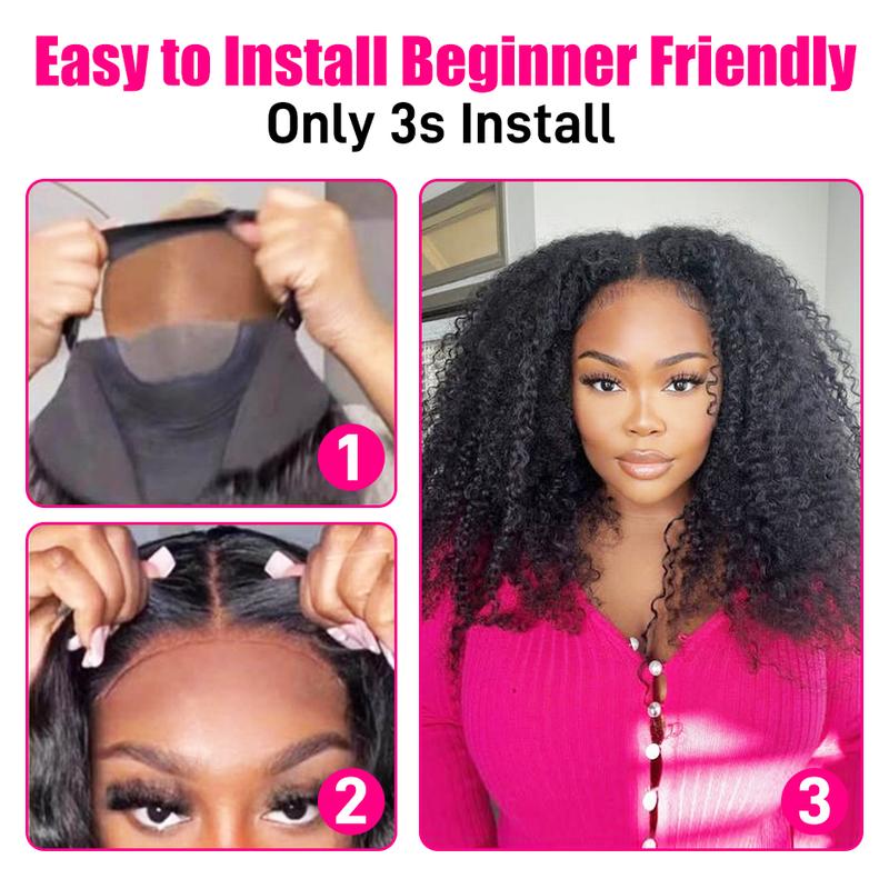 FORGIRL FOREVER Afro Curly Wear And Go Wig 7x5 Pre Cut Pre Bleached Knots Glueless Wig Quick Install Afro Curly Lace Closure Wig For Women