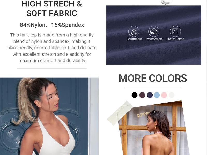 YEOREO Womens Halter Tank Tops Workout Impact Longline Strappy Top Padded Deep V Neck Wrap Gym Backless Bra Camisole