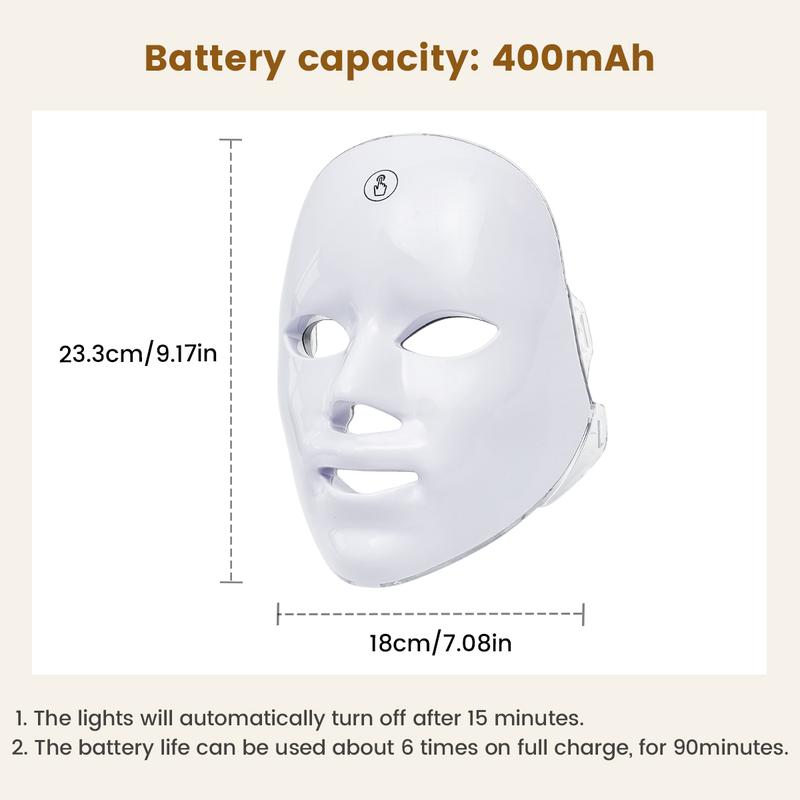 SHMHE Red light therapy mask, 7-color LED photorejuvenation mask, daily care photorejuvenation, wireless charging, ideal gift for women, autumn and winter skin care facial care gift