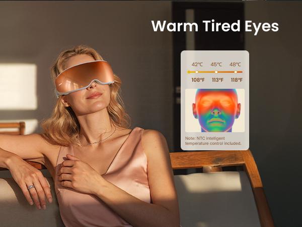 RENPHO Smart Migraine Massager, Voice Control, Eyeris Calina, Spring Glow Up Gift Choice for Man Women Heated Eye Mask and Slidable Temple Massage for  Sleep Improve and Stress Relief
