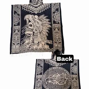 Mexican Ponchos - Black and White Patterned Poncho
