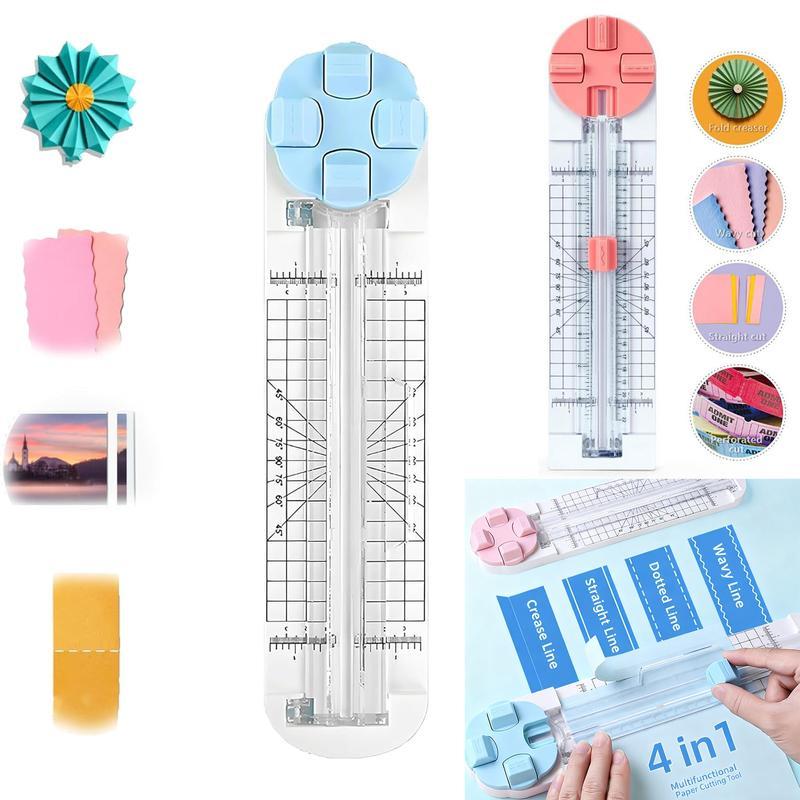 4-in-1 Paper Cutter Trimmer | Multi-Function Scrapbooking Tool with Straight, Wave, Perforated & Creasing Blades | Precision Cutting for Paper, Cardstock, Photos, Coupons & Postcards | Perfect for Crafters & DIY Enthusiasts Office Gadgets Home Office