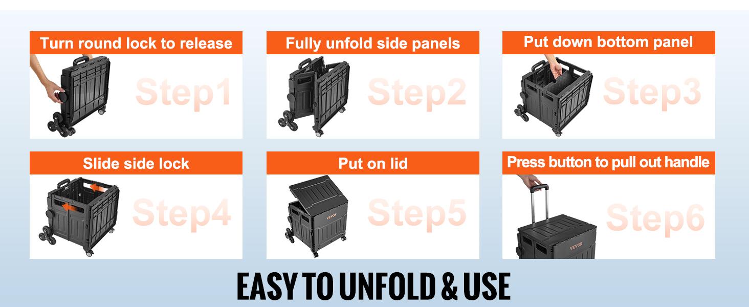 VEVOR Foldable Stair Climbing Foldable Shopping Cart, TikTokShopBlackFriday, 155 lbs Collapsible Teacher Cart, Portable Rolling Crate Handcart with Telescoping Handle & Lid, Foldable Grocery Cart Utility Cart Multipurpose VEVOR Foldable Stair Climbing Foldable Shopping Cart, TikTokShopBlackFriday, 155 lbs Collapsible Teacher Cart, Portable Rolling Crate Handcart with Telescoping Handle & Lid, Foldable Grocery Cart Utility Cart Multipurpose