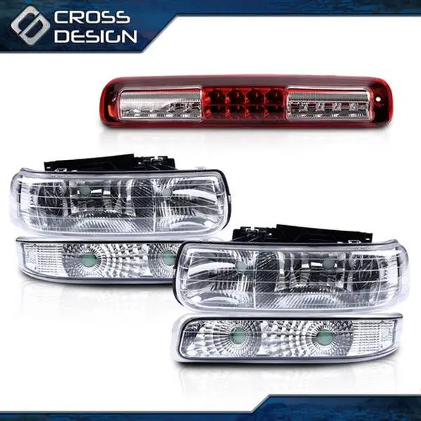 CROSSDESIGN Bolt-On LED Headlight Assemblies Kit - Automotive ABS Headlights, Signal & Brake Lights for 99-06 Chevy Silverado, GMC Sierra, Car Exterior Upgrade, Automotive Car Light Accessory