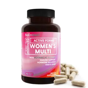 BioEmblem Women's Multivitamin Energy, Hair, Skin with Vitamin A, B12, B6, D3, Biotin, Iron, Magnesium, Collagen and Veggie Blends - 90 Capsules