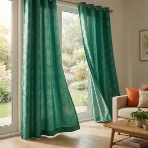 Window Wear 2 Panels 52X90Inch Snowflower Jacquard New Year Curtains Heavy Textile Grommet Top For Various Rooms Machine Washable decoration  Da03