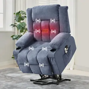 Wide Power Lift Recliner Chair with Massage and Heat for Elderly,Electric Lift for Standing Oversize Single Sofa with Cup Holders Side Pocket USB Port and Remote Control,Blue