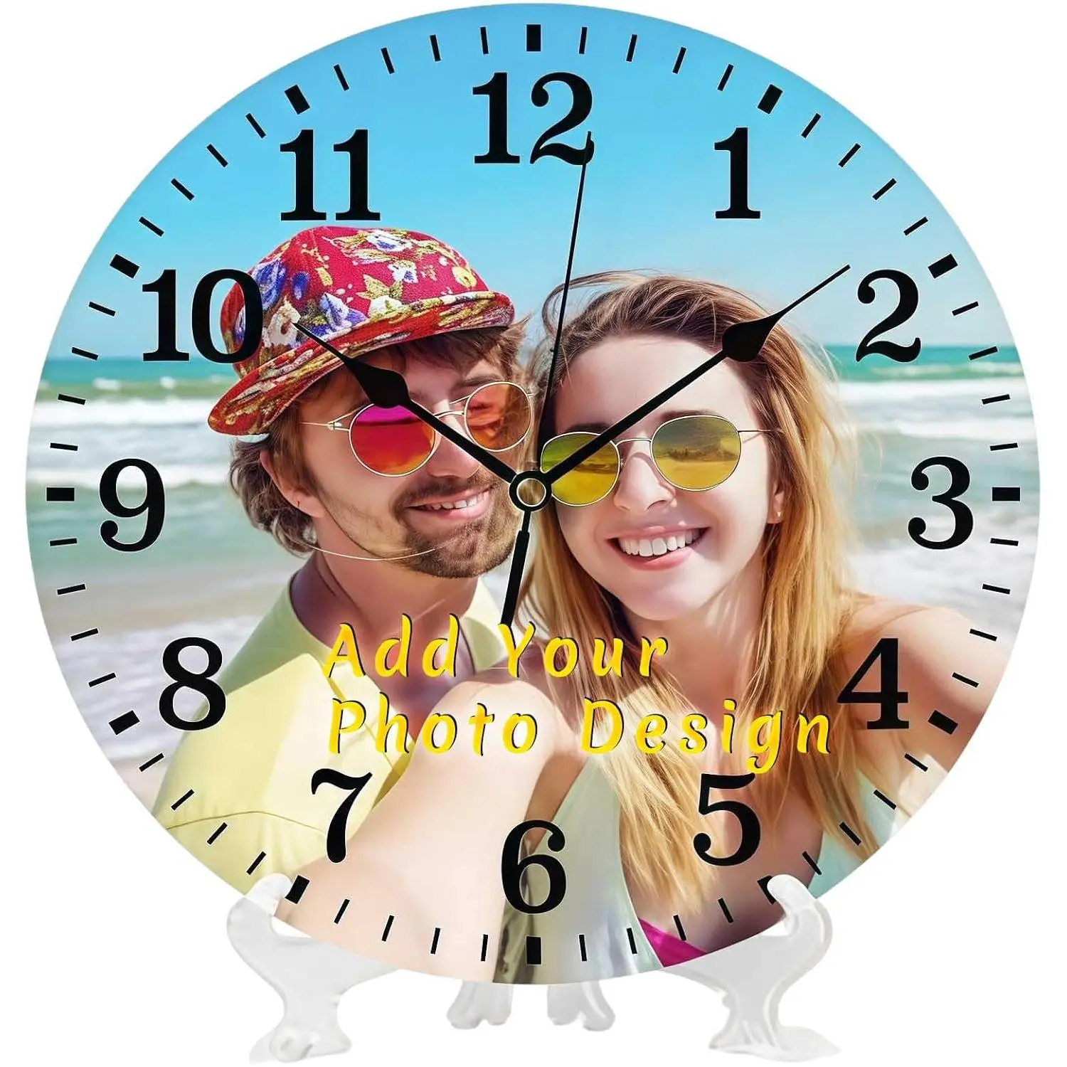 Personalized Clocks with Picture,Custom Clocks for Walls,12 Inch that Customized Round Silent Clock for Living Room.
