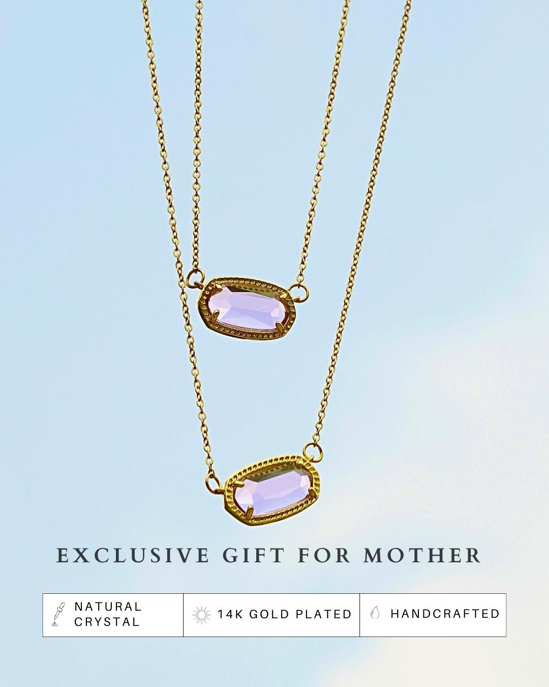 [Happy Mother's Day]Carnation Enchanted Amethyst Necklace, 14k plated gold and selected natural amethyst crystal