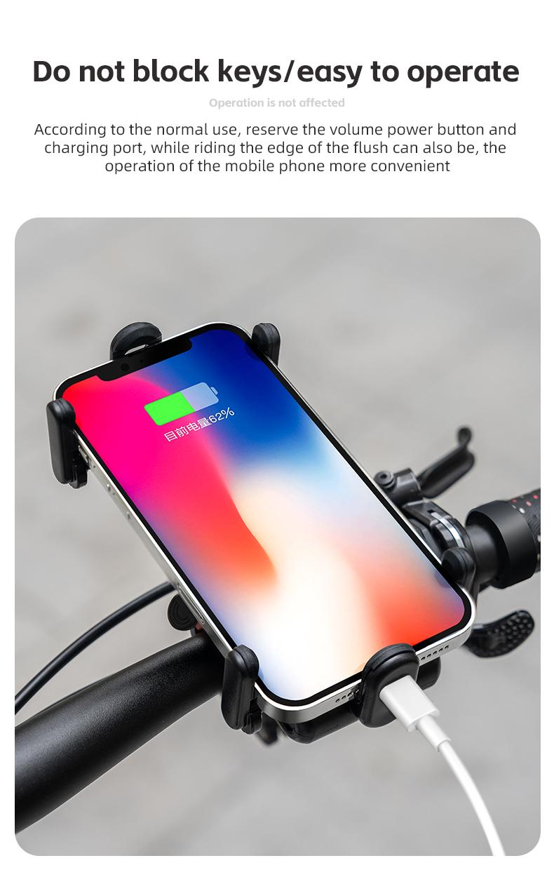 ROCKBROS Bike Phone Holder- Adjustable Motorcycle Phone Mount Handlebar Clip for Bicycle Scooter, Cell Phone Clamp for 4.1" - 6.7" Smartphones iPhone 14 Plus/Pro Max, 13 Pro Max, S9, S10 and More