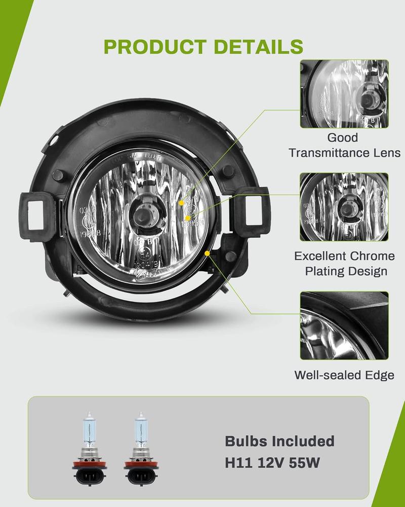 YITAMOTOR Fog Lights Compatible with 2005-2015 Xterra & 2010-2019 Frontier Fog Lamps, with H11 12V 55W Bulbs,Wiring Harness and Switch