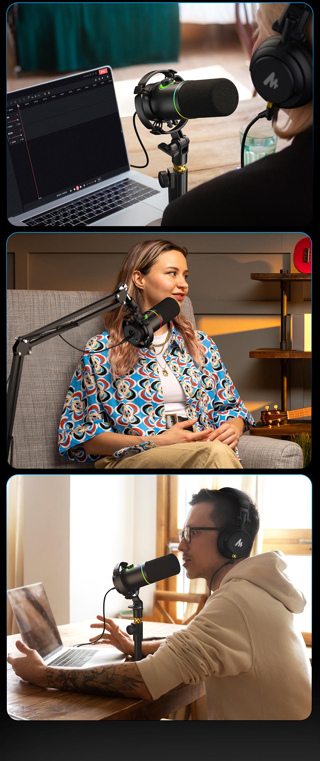 Maono PD200X Dynamic RGB Gaming Microphone with USB & XLR Cable Connectivity, Mute button, noise reduction, zero latency, widely compatible with computers, PC, Mac, Android /iOS smartphone, audio mixer, friendly for Singing, Gaming, Podcasting, Recording. Maono PD200X Dynamic RGB Gaming Microphone with USB & XLR Cable Connectivity, Mute button, noise reduction, zero latency, widely compatible with computers, PC, Mac, Android /iOS smartphone, audio mixer, friendly for Singing, Gaming, Podcasting, Recording.