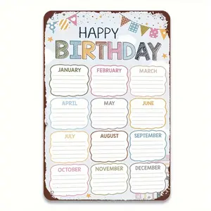 Bohemian Style Birthday Calendar Poster Frameless Wrought Iron Educational Monthly Chart for Classroom Back to School Supplies Bulletin Board