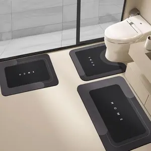 3-Piece Set 40*60+50*80+50*60cm Absorbent Bath Mat Set, Quick-Drying Non-Slip Floor Mat with Rubber Backing, Suitable for Bathroom, Kitchen, Shower and Sink