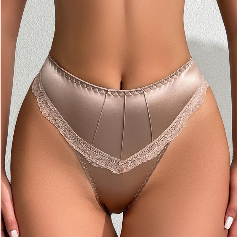 5 Pcs Women Underpants Low-waist Advanced Light Seamless Floral Lace Trim Silky Stretchable Panties Women Honeymoon Wedding Night Thong Womenswear Comfort Mother's Day Gifts