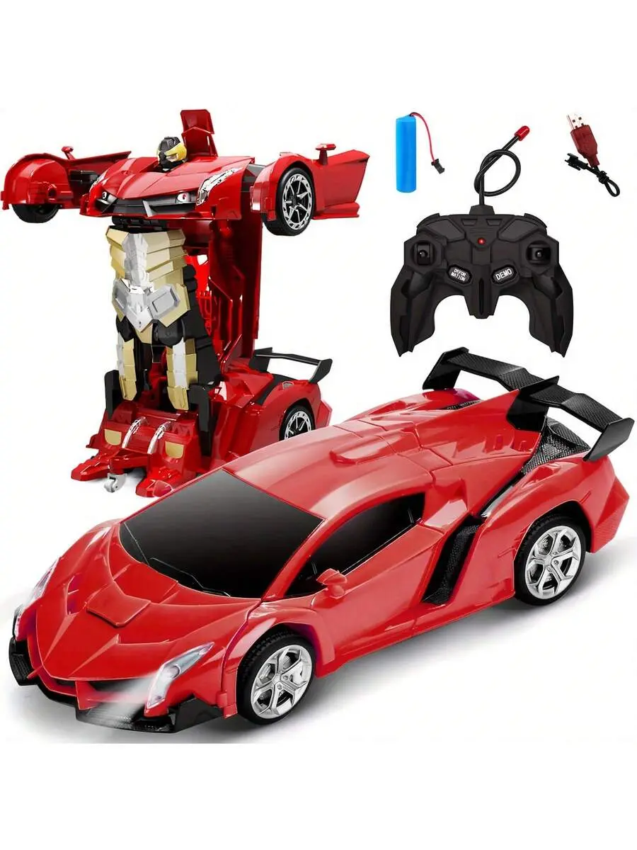 Blue/Red/Yellow Remote Control Transformer Car - Transformer Robot Remote Control Car, One Button Transform And 360 Degree Rotating Drift, Christmas Gift, Birthday Gift For Boys/Girls  Remote Control Electric Toy robot , Girl, One Size