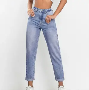 KatchMe Women's Street Mid-Rise Tapered Jeans, Cozy Fall Outfits for Lady, Chic Women's Bottom, Leisure Denim Trousers, Streetwear Outfits