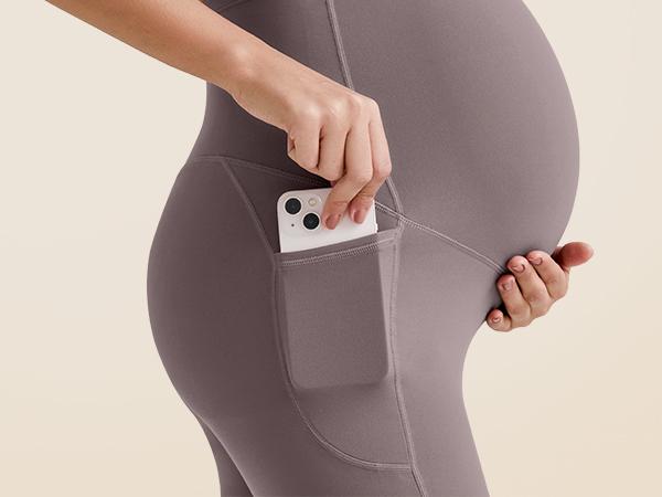 G4Free BareFeel Maternity Flare Leggings with Pockets Over The Belly Stretchy Casual Lounge Pregnancy Dress Pants for Work