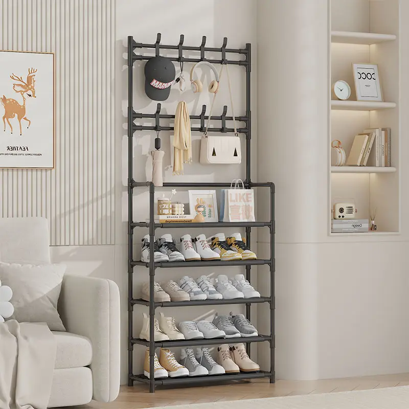 Lightweight Adjustable Multifunctional Freestanding Clothes Rack with Shoe Storage - Easy-Assembly Coat Hanger Organizer for Bedroom, Entryway (Home Supplies Category)