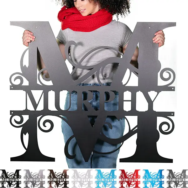 Main Street Steel Powder-Coat Split-Letter Monogrammed Decorative Wall Plaque - Made-To-Order Personalized Custom Sign, Home Decor Accent