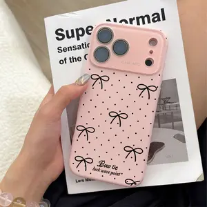 Minimalist Polka Dot & Bow All-Over Pattern Liquid Silicone Phone Case Ultra Skin Friendly Touch All Inclusive Lens Compatible with Apple iPhone 17 16 15 14 13 12