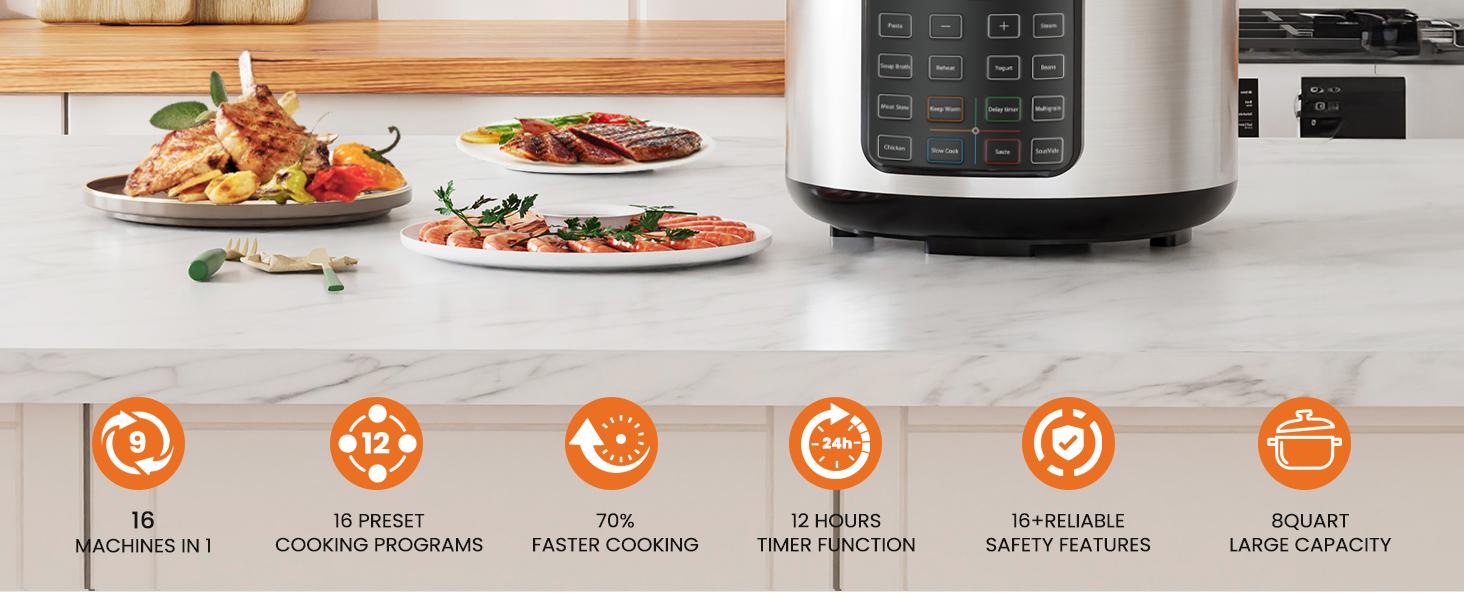 9-in-1 Electric Pressure Cooker 6 Quart, Steamer, Yogurt Maker, Rice, Egg Cooker, Multi-Functional Smart Pot, Stainless Steel 9-in-1 Electric Pressure Cooker 6 Quart, Steamer, Yogurt Maker, Rice, Egg Cooker, Multi-Functional Smart Pot, Stainless Steel