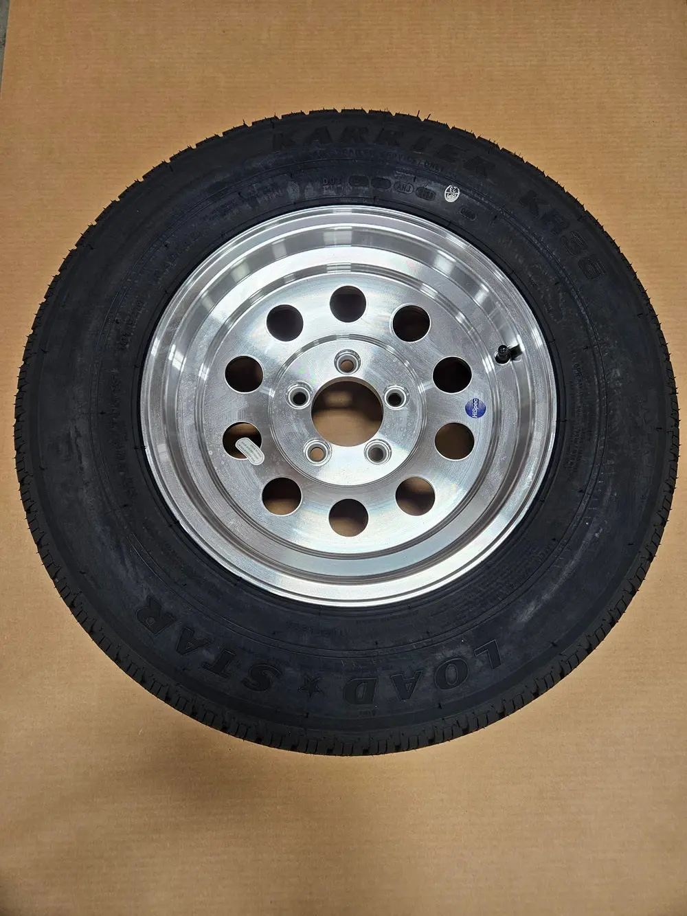 Trailer Camper Combo Set - 15" Silver Aluminum Rim (15x6, 4.5 Bolt Pattern), ST205/75R15 Radial Trailer Tire with D Load Rating