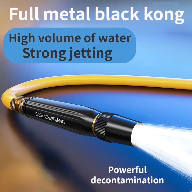 Metal Black King Kong Water Gun Set with 3 Connectors and 10 Meter Hose High Pressure Garden Sprayer for Watering Car Washing and Rinsing Heavy Duty Anti-Leak with Adjustable Spray Modes for Gardening