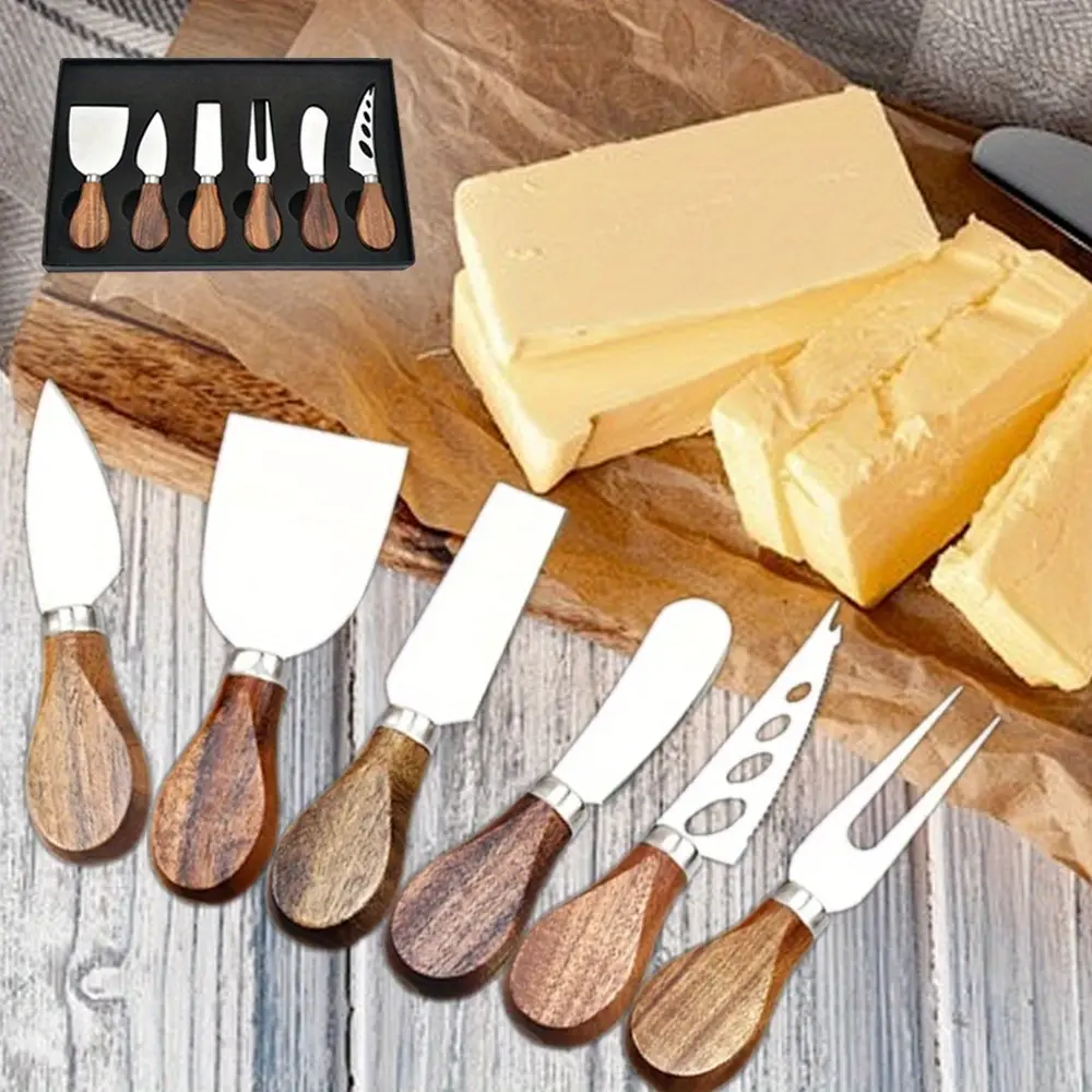 Cheese Slicer Cheese Cutter Set, 6 Pack Charcuterie Board Accessories - Cheese Knife, Spreader, Fork, Slicer, Cheese Cutter, Butter Knife, Stainless Steel Cheese Knives for Housewarming Gift