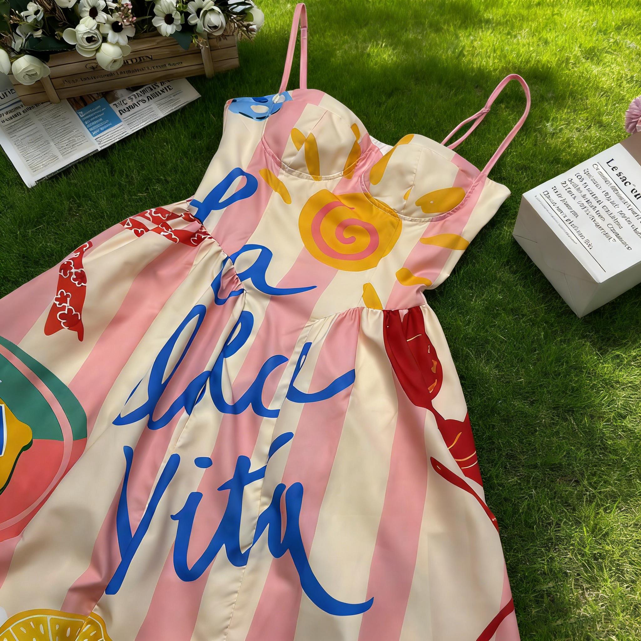 Women's Polyester Non Stretch Slip Dress with Pop Art Design: La Dolce Vita Spring Summer Fashion Outfits Beach Womenswear - TikTok Shop Women's Polyester Non Stretch Slip Dress with Pop Art Design: La Dolce Vita Spring Summer Fashion Outfits Beach Womenswear - TikTok Shop