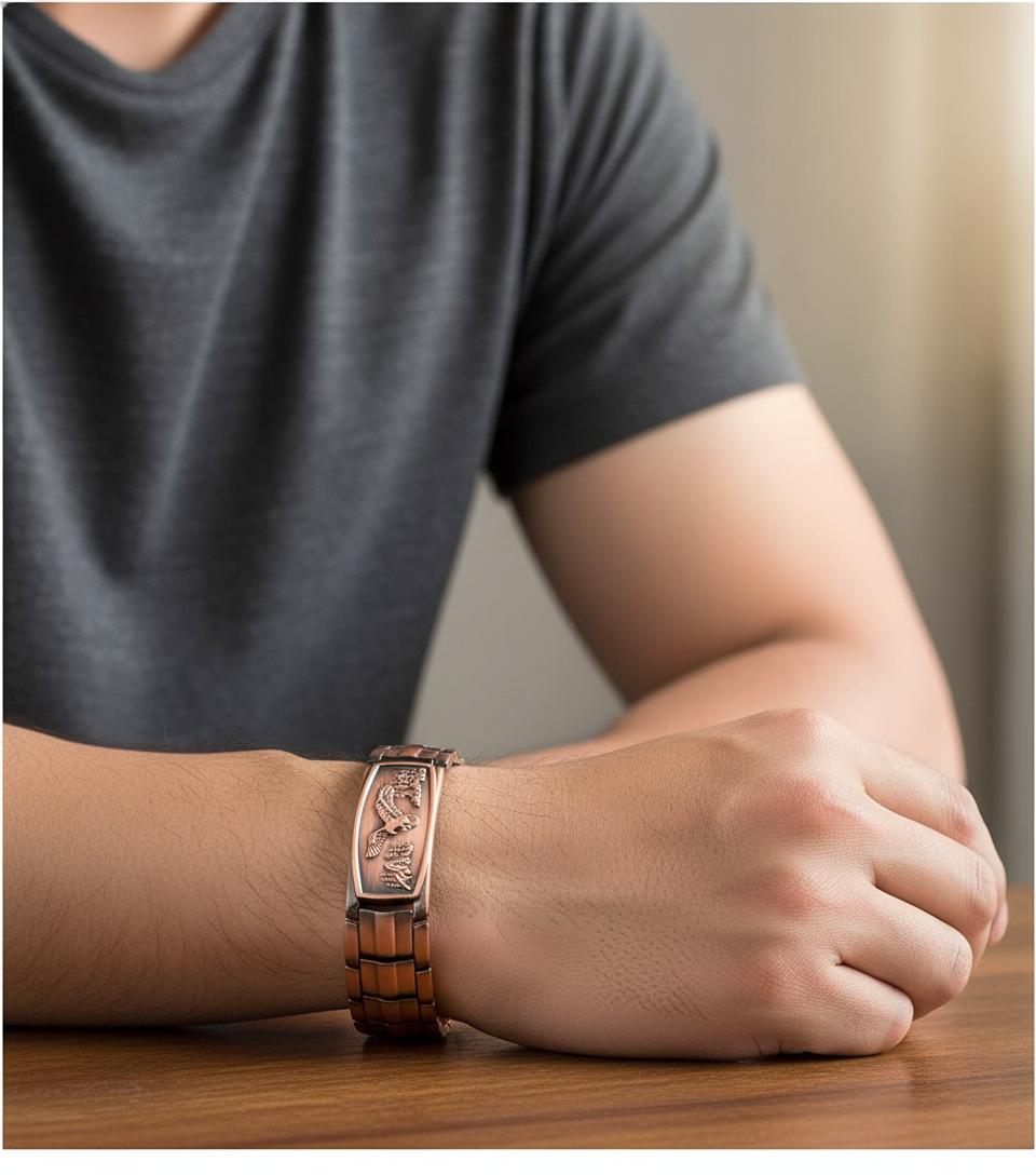 Magnetic Bracelet for Men Adjustable Sizing Tool Eagle Pattern Magnetic Field Therapy Jewelry Gift with Tuner Included