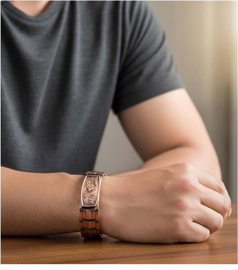 Magnetic Bracelet for Men with Adjustable Sizing Tool & Eagle Pattern - Magnetic Field Therapy Jewelry Gift for Men with Tuner Included