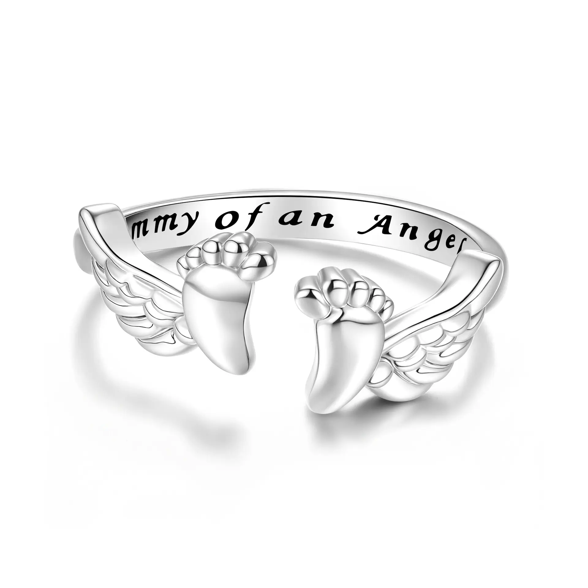 S925 Sterling Silver Angelic Ring - Miscarriage & Pregnancy Loss Memorial Jewelry for Women, Includes Card, Sympathy Gift for Moms
