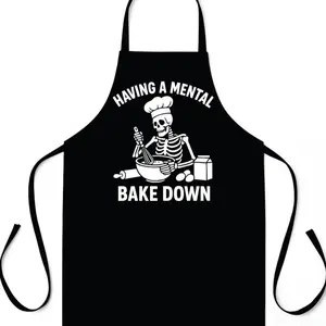 Having A Mental Bake Down Skeleton Kitchen Apron BBQ Barbeque Cook Chef Funny Gift Dad Mom Family Party Grill