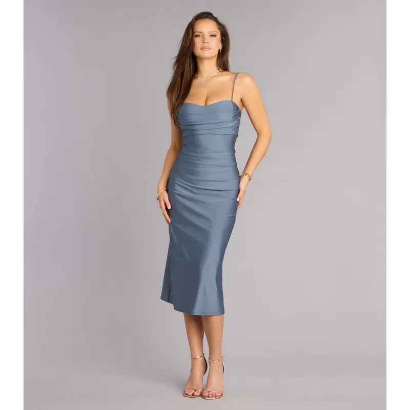 knee length dresses for ladies Long sleeve midi dress main image 1
