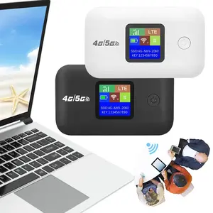 Black European Pocket Wi-Fi Hotspot with SIM Slot, 4G/5G Mobile Network, 300Mbps Speed, LED Display, Stable Connection, 10-Device Support for Outdoor RV Use