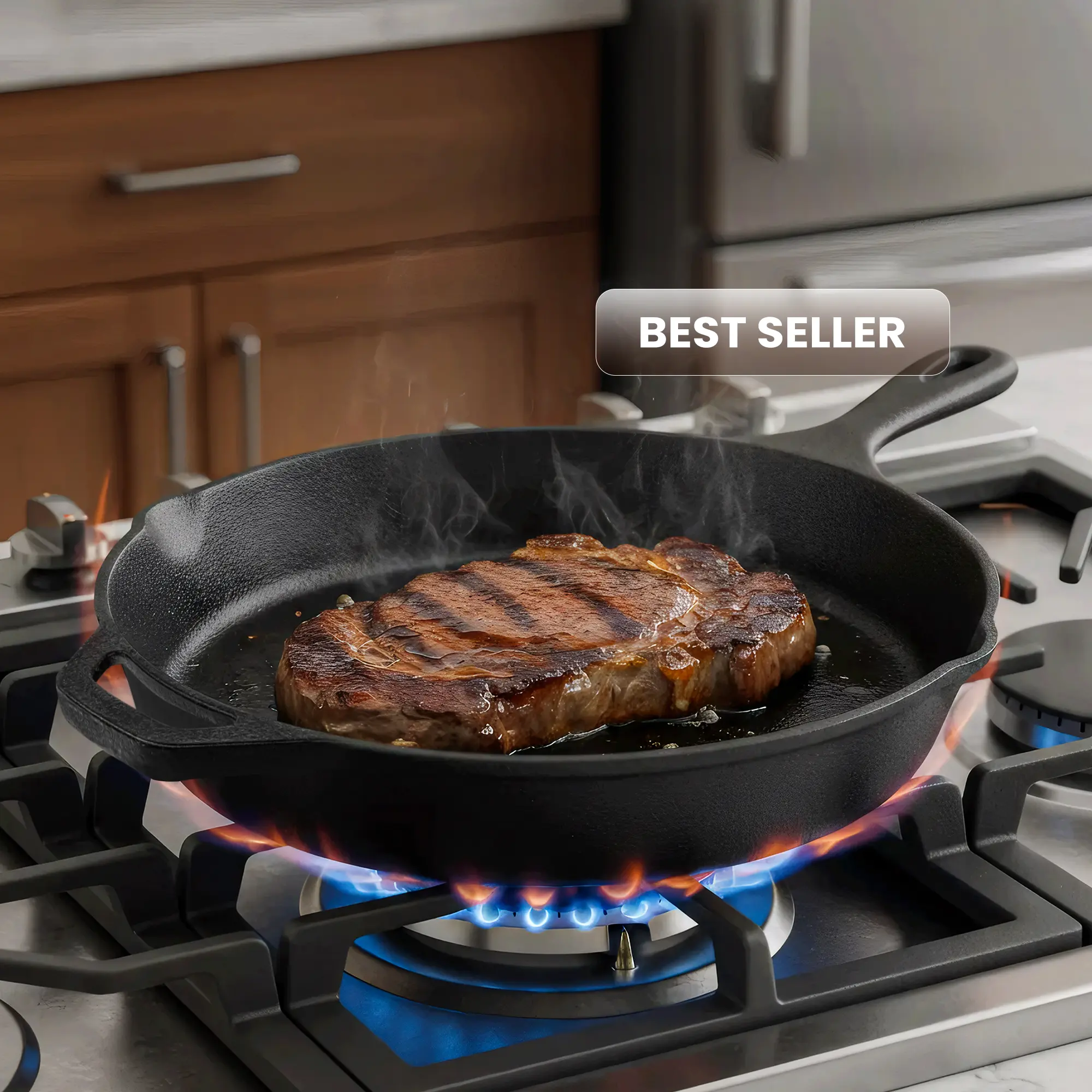 12-inch Pre-Seasoned Cast Iron Skillet - Durable Oil-Infused Thermal Cookware, Ready-to-Use for Searing, Oven-Safe Cookware Sets, Multipurpose Indoor Kitchen Supplies