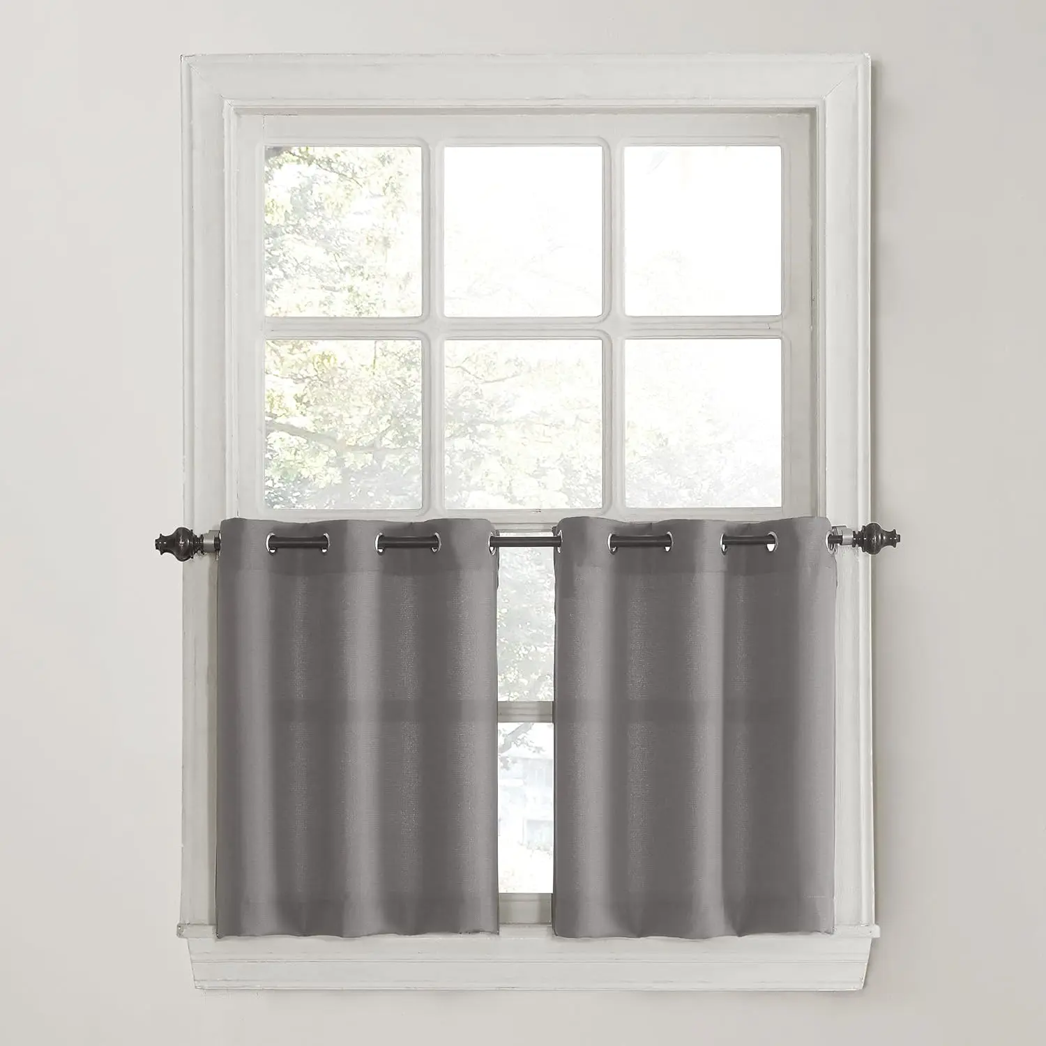 No. 918 Montego Semi-Sheer Textured Fabric Cafe Curtain Pair, Nickel Grommet Kitchen Window Curtain, 56x36"