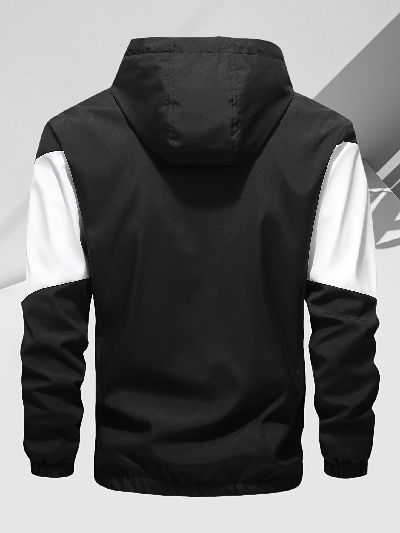 Men's Retro Color Block Splicing Sports Set Zipper Hoodie Combination, Streetwear