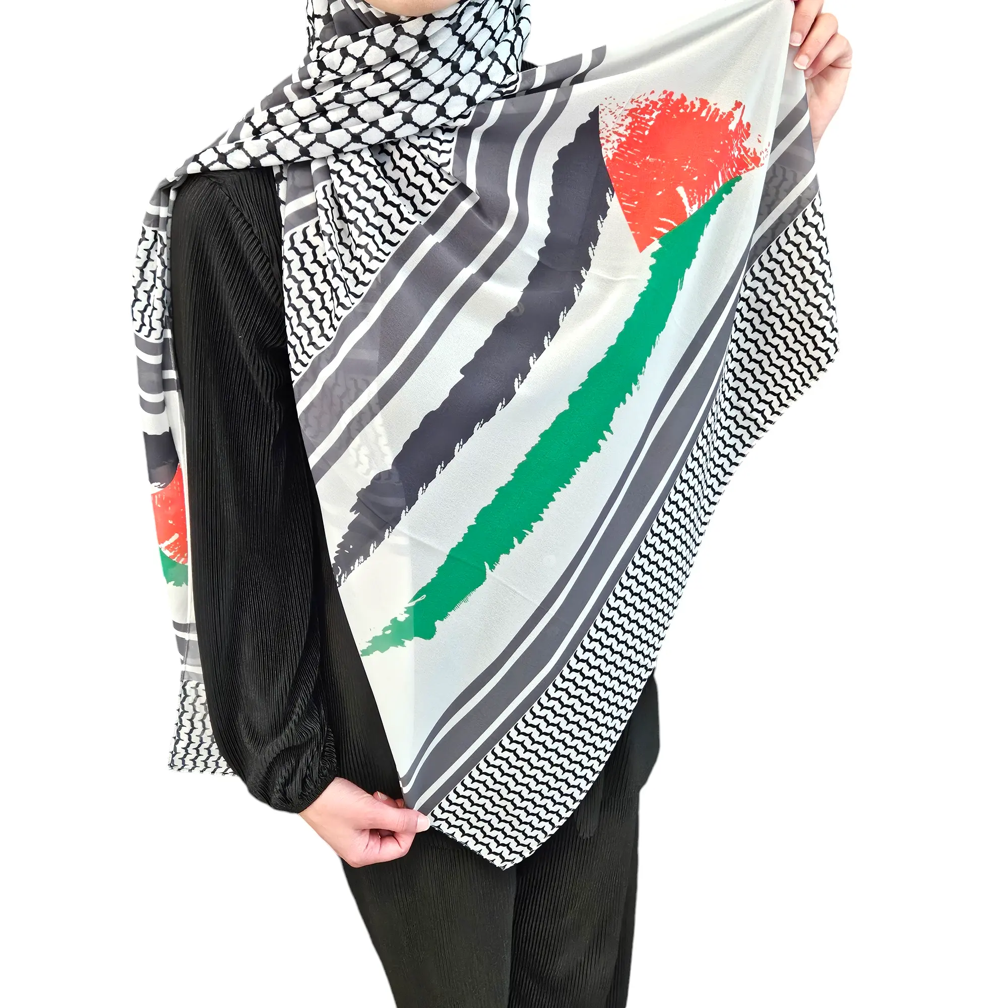 Keffiyeh Palestine Chiffon Hijab Scarf
