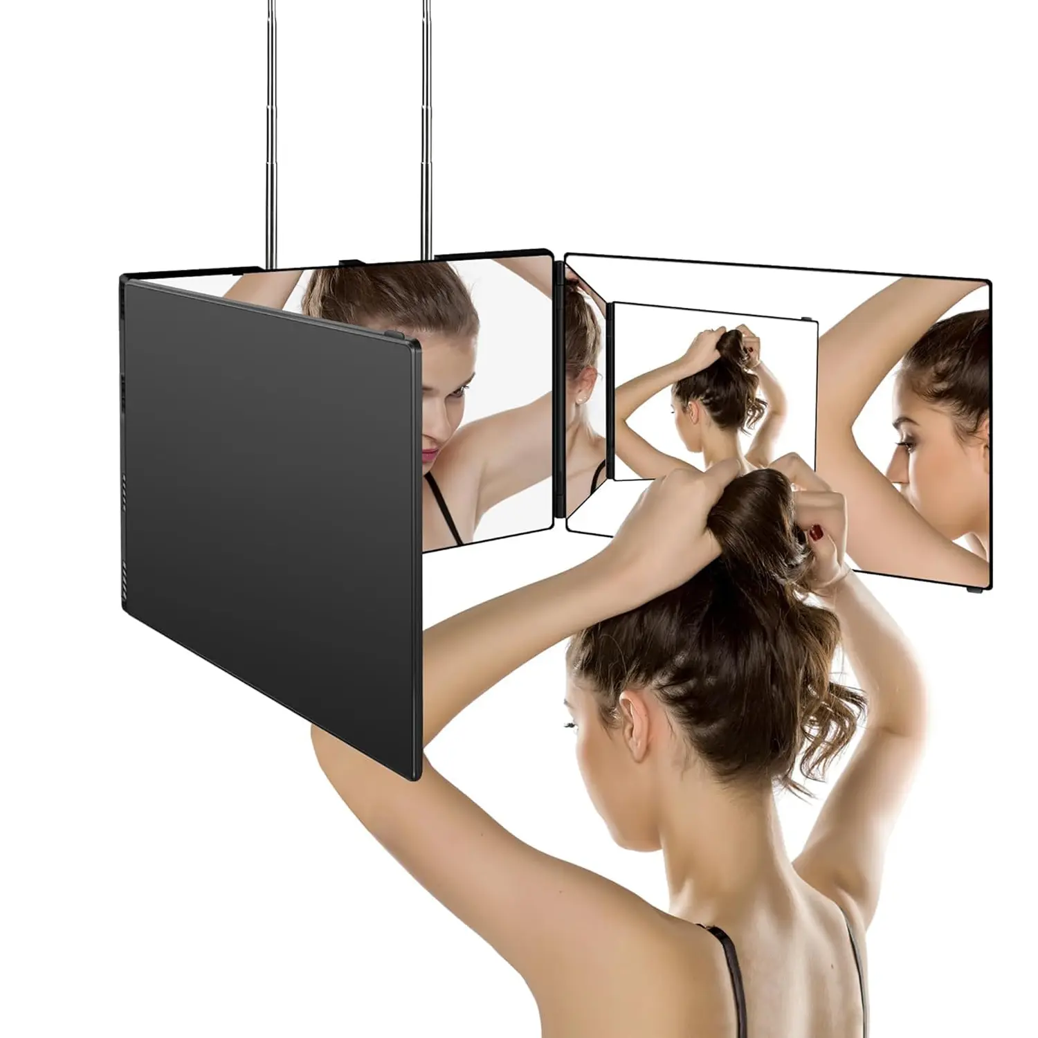 3 Way Mirror for Self Hair Cutting, 360 Haircuts Men for Barber Use Tools, to See Back of Head, Three Sided Mirror, Rotatable Modern Mirror Portable Vanity Mirror Adjustable Trifold Mirror Selfiemirror
