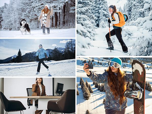 G Gradual Women's Fleece Lined Pants Water Resistant Winter Thermal Flare Stretchy High Waist Leggings Hiking Snow Pants for Women with 4 Pockets