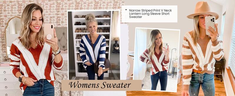 PrettyGarden Women's V Neck Stripe Color Block Loose Oversized Pullover Crochet Sweater Casual Fabric