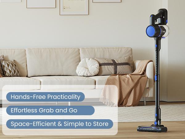 3-in-1 Cordless Stick Vacuum Cleaner, Lightweight with LED Headlight, 10KPa Suction for Carpet, Hard Floor and Pet Hair, Black Blue 3-in-1 Cordless Stick Vacuum Cleaner, Lightweight with LED Headlight, 10KPa Suction for Carpet, Hard Floor and Pet Hair, Black Blue