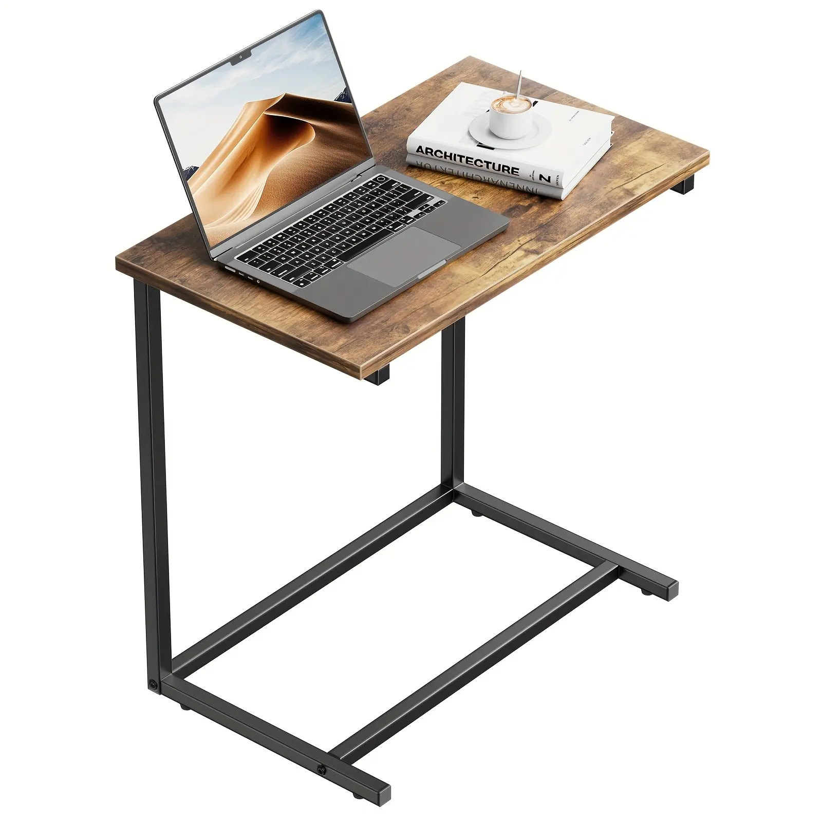 C-shaped Bedroom Bedside Table With Sturdy Metal Frame, Multifunctional Mobile Side Table, Bedroom Side Table And Desktop Storage Rack, Suitable For Storing Laptops, Books, Coffee And Other Storage Items In The Living Room And Bedroom