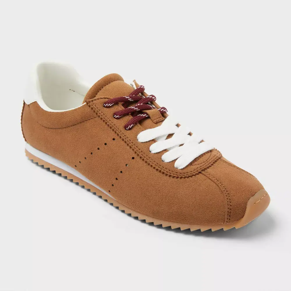 Universal Thread Women's JoJo Lace-Up Sneakers - Brown, Memory Foam Cushioning, Polyurethane Build, Recycled Fiber Materials, Low-Top Sports Footwear for Hiking