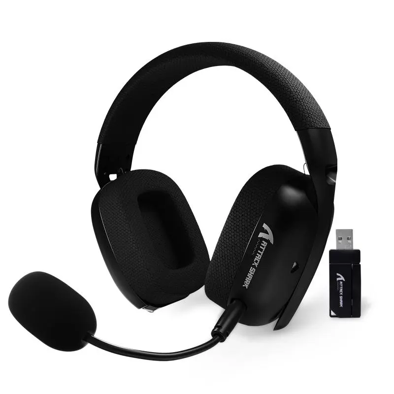 ATTACK SHARK Wireless Gaming Headset, Usb Gamer Headset with Adjustable Dual Mics, 20ms Low Latency, Lightweight Headset with 3 Modes for PC/PS/Phone, Pc Headsets, Wireless Gaming Headphones