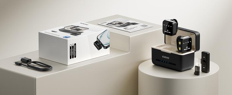 KUKIHO Wireless Lavalier Microphone for iPhone iPad Android With Charging Case Audio Smartphone